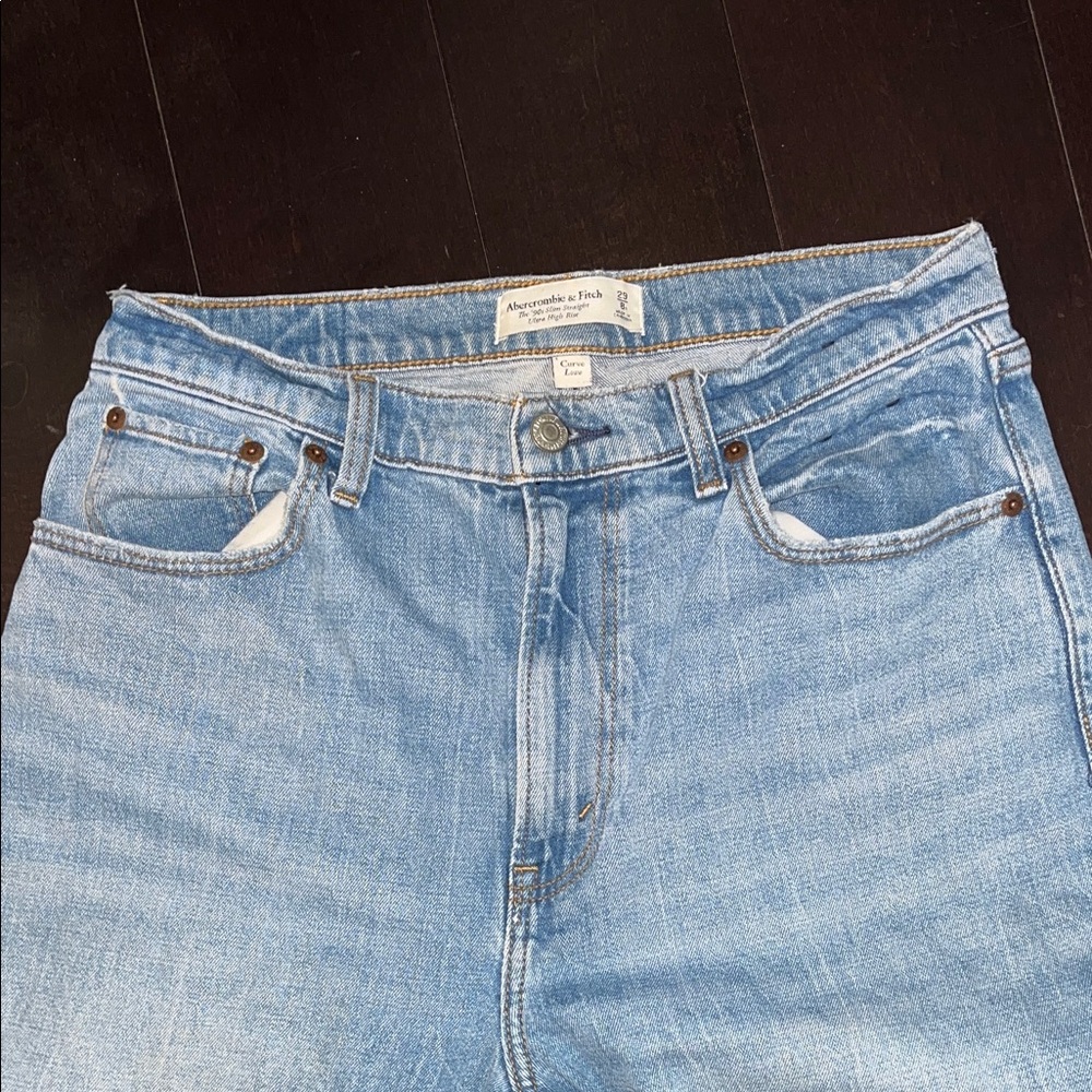 Abercrombie & Fitch Light Blue Straight Leg Jeans - Picture 3 of 8